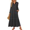 women Polka dot printed long-sleeved comfortable loose dress, elegant dress