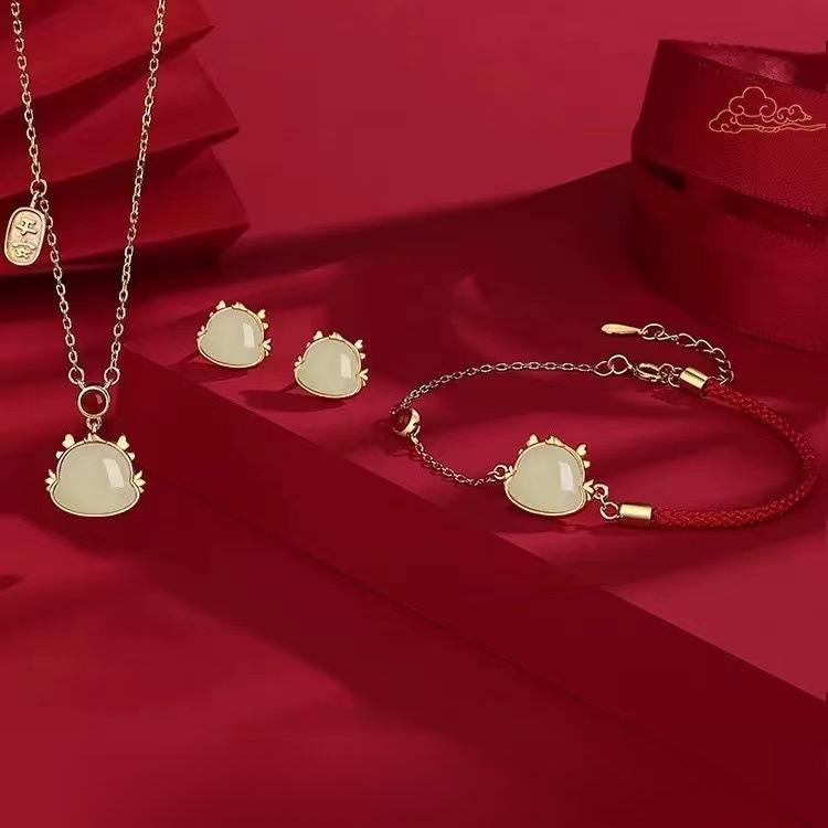 Hetian Jade Cute Dragon Necklace New Gift for Girls