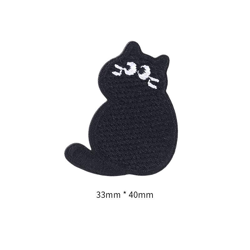 Self-Adhesive Black Cat Cloth Sticker, Clothes, Holes, Embroidery Patch Sticker, T-Shirt, Pants Pattern Decal, No Trace Repair Subsidy