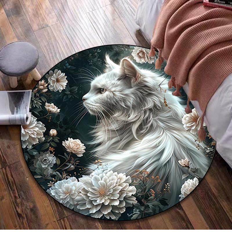 Animal Circular Rug Office Decorative Carpet For Living Room Bedroom Door Mat Floor Rug Computer Chair Area Rug