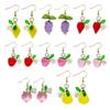 Strawberry, Orange & Blueberry Fruit Pendant Girl's Earrings - Cute Resin Children's Accessories