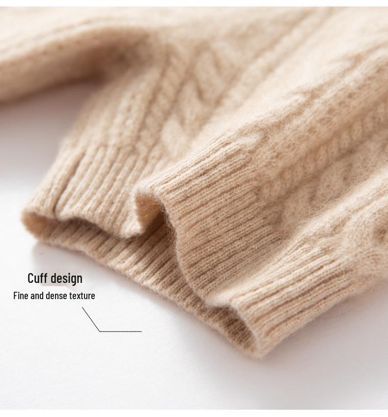 Women's 100% Pure Cashmere Cable Knit Short Sleeve Pullover Sweater