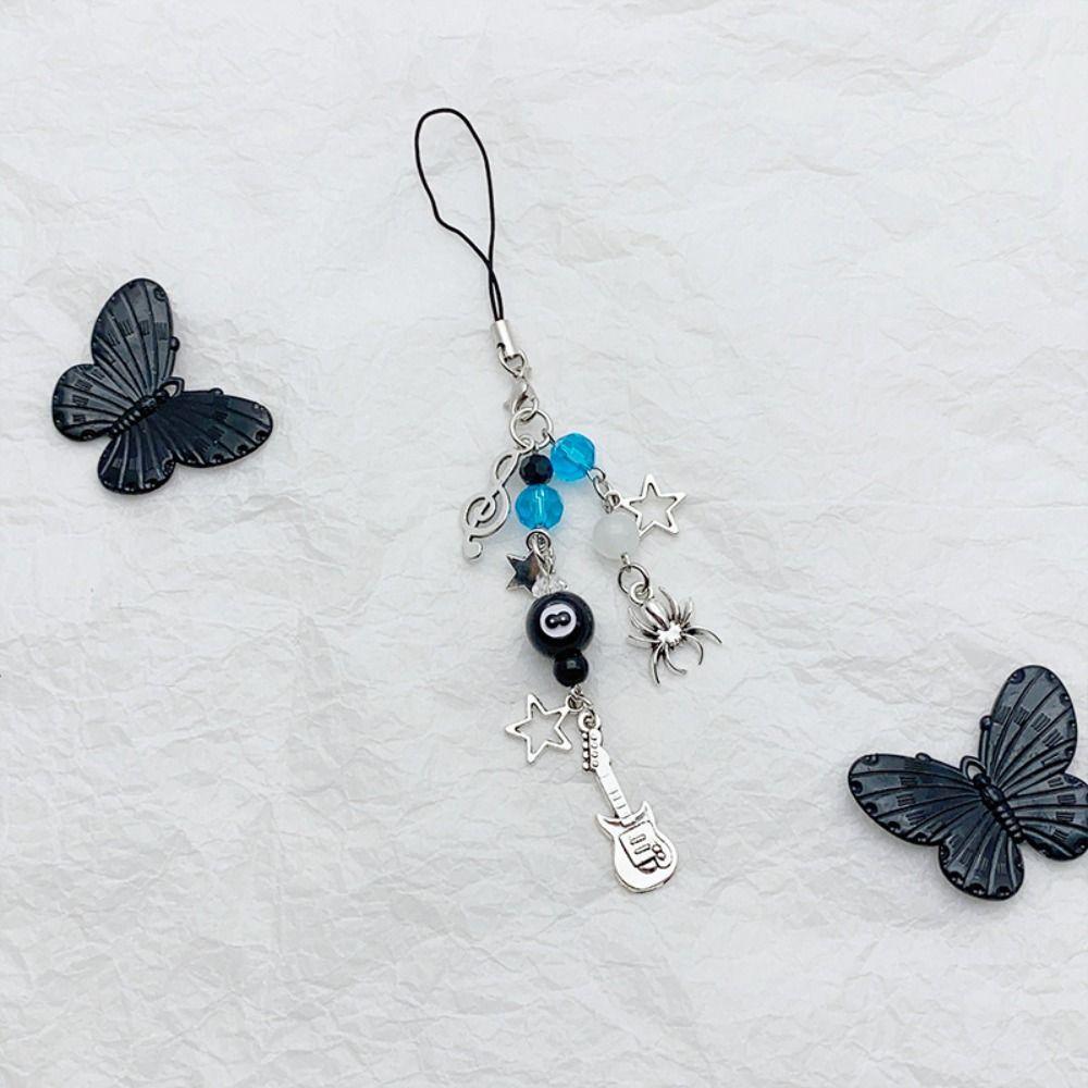 Bow Pink Guitar Phone Chain Guitar Cell Phone Strap Jewelry Gift Mobile Phone Lanyard  Phone Charm