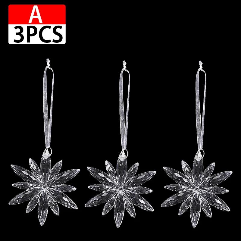Clear Acrylic Snowflake Ornaments Christmas Tree Decorations Winter Wonderland Party Star Snowflake Deer Shaped Crystal Decor