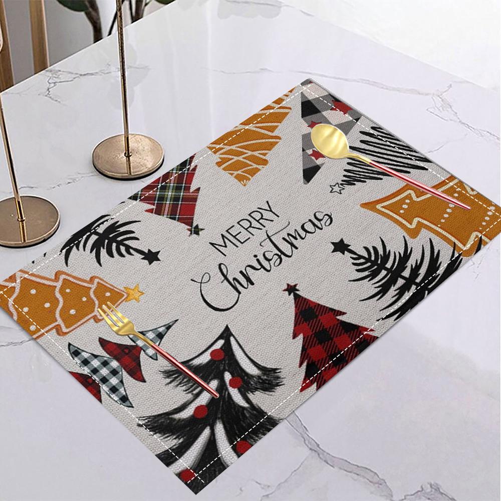 Christmas Tree Table Mat Red Green White Festive Festive Placemat for Christmas Dinner Holiday Table Winter Party Xmas Decor