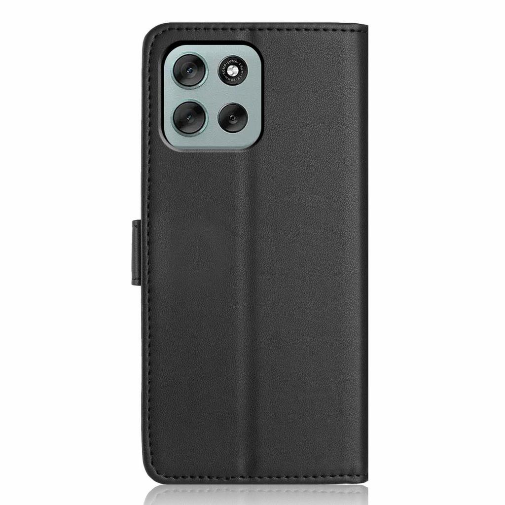 Etui portfelowe dla Motorola Moto G56 5G z paskiem/wieloma przegródkami na karty, jednokolorowe skórzane etui z podstawką na telefon