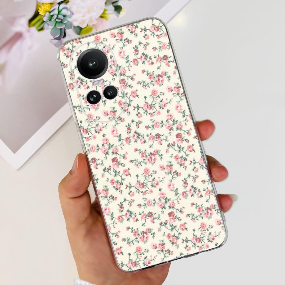 For Oppo Reno10 Pro Case Reno 10 5G Cover Soft TPU Black Silcione Bumper Coque For Reno 10pro Global Funads Women Fashion Print