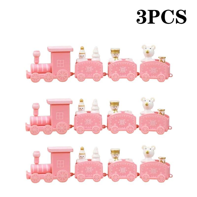 1-10PCS Small Christmas Train Decoration Cute Mini Ornament for Holiday Cake Topper Party Display and Festive Children Gift