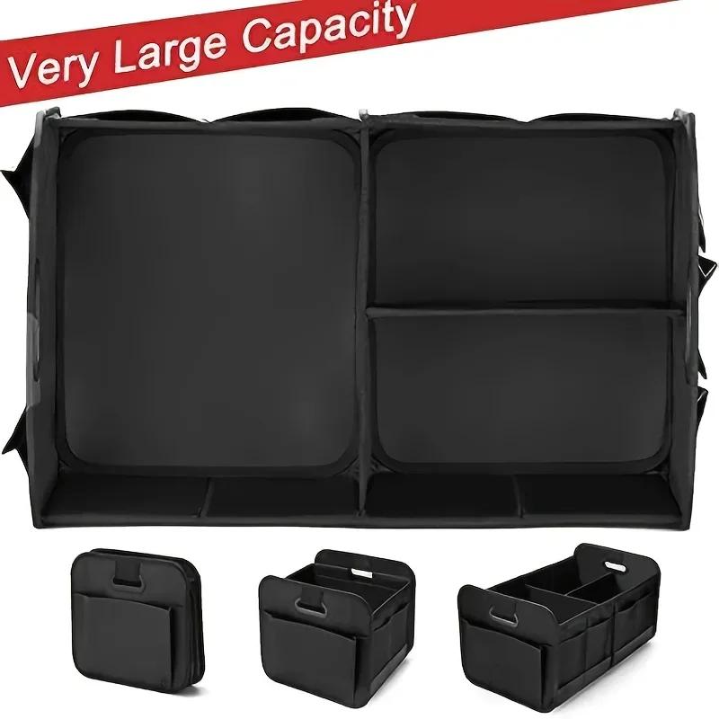 Collapsible Oxford Car Trunk Organizer with Reinforced Handles & Multi-Compartments. Fits All Cars, SUVs, Vans.