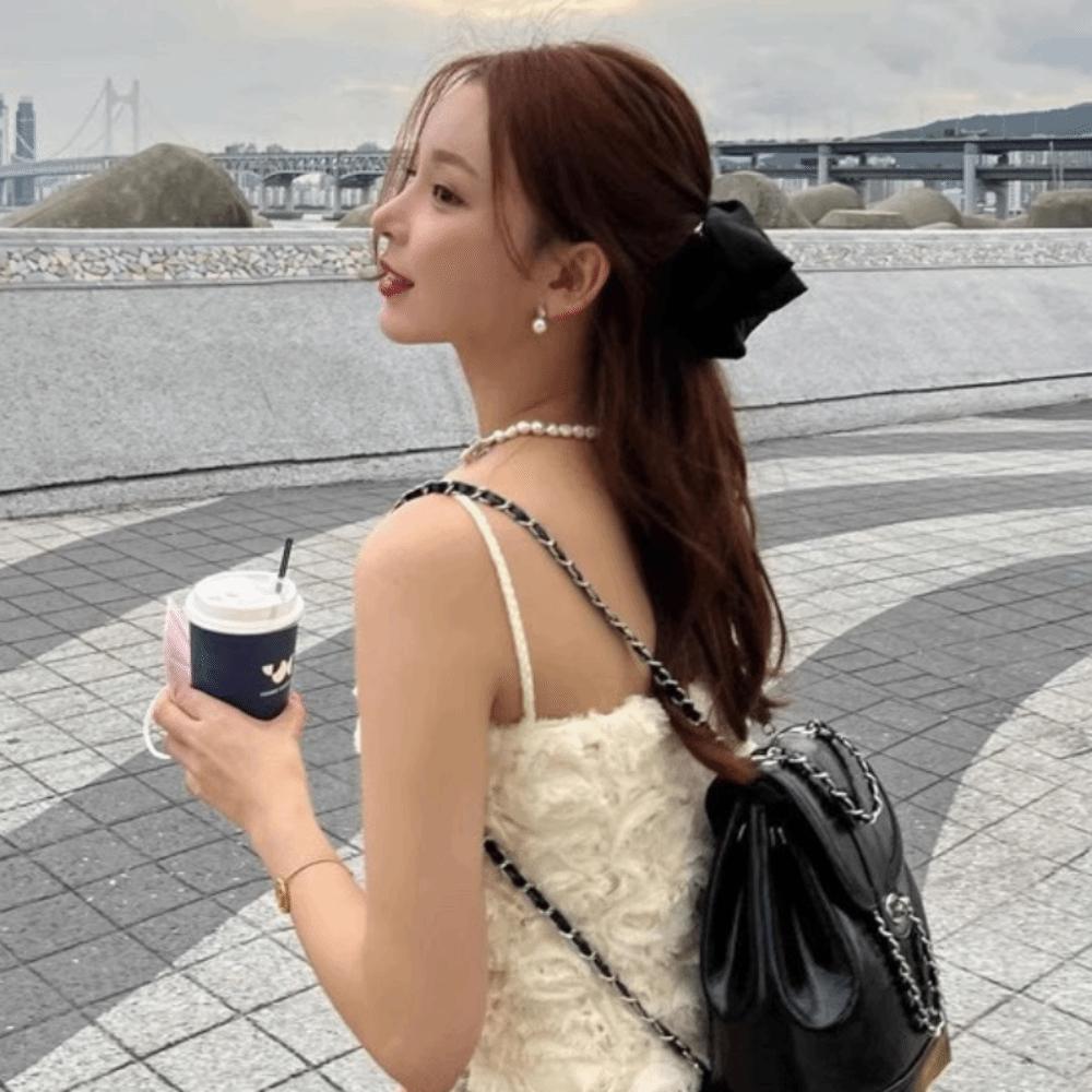 Korean Trendy Chain Backpack Ins PU Leather Backpacks Oil Wax Leather Schoolbags  Travel