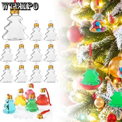 WTEMPO Clear Plastic Christmas Tree Shaped Ornaments Holiday Party Festive Christmas Tree Hanging Pendents Handmade Jars for Creative Play