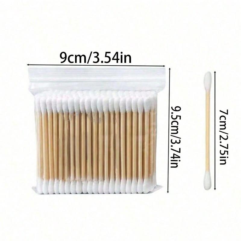 300pcs High Quality Double-Headed Cleaning Swabs Cosmetic Wooden Cleaning Swabs, Beauty And Personal Care Tips, Round Disposable Ear Cleaning Swabs