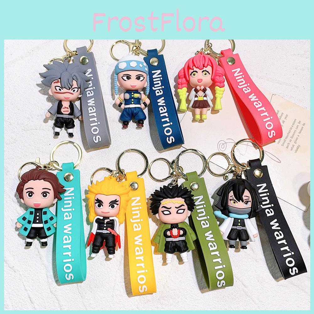 Adorable Demon Slayer Keychain Couples Gift Plastic Key Ring For Bags And Cars