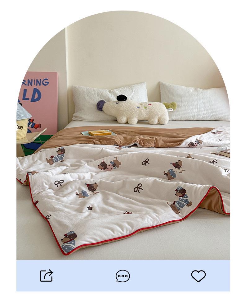 Cartoon Milk Knit Cotton Baby Quilt – Cooling Summer Blanket for Infants
