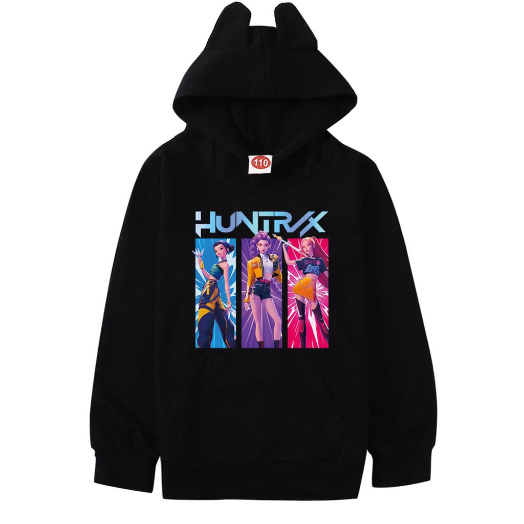 Kids Girls Anime Cartoon K-Pop Rumi Zoey Mira Printed Cat Ear Casual Long Sleeves Hoodies