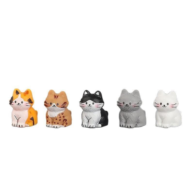 5Pcs/set Cartoon Cat Animal Miniatures Resin Ornaments Fairy Garden Decoration Micro Landscape