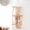 Handwoven Wall Hanging Shelf, Nordic Style Pastoral Decorative Storage Hanger Rack Organizer Display