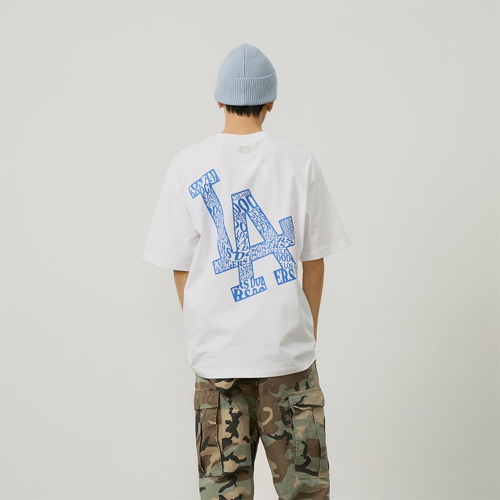 New MLB Base Logo T Shirts Unisex Ecru 3ATSU0143-07WHS