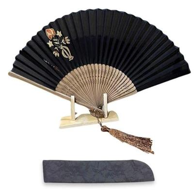 Éventail Pliant en Soie de Qualité Boutique Style Acacia pour Comprend Dentelle Boîte Cadeau Pliante 20Y3 Éventail pour Gaucher, Femmes, Sac, (Nadeshiko