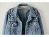 Europese & Amerikaanse Denim Jas met Kralen en Parels - Veelzijdig, Figuurcorrigerend, Los Kort Model voor Dames