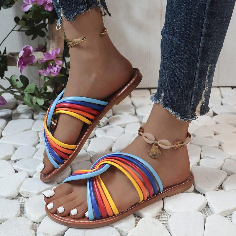 Fashion Women's Fashion Slippers Summer New Round Head Open Toe Hollow Soft Sole Anti-slip Wear-resistant Flat Sandals