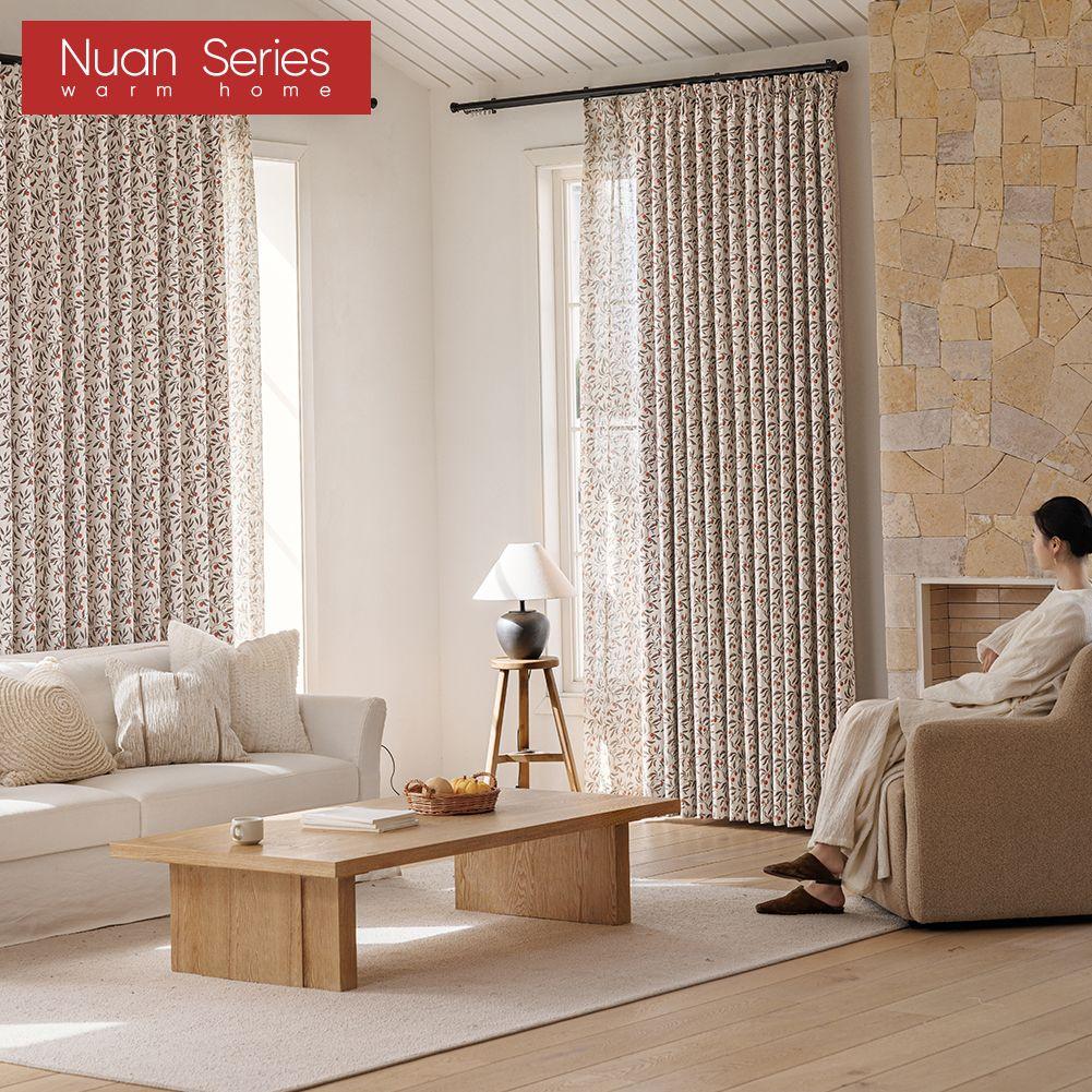 1PC Nuan Series Rural Healing Thick Curtains, Retro Fruit Printed Blackout Curtains for Bedroom Living Room Window for Home Decor