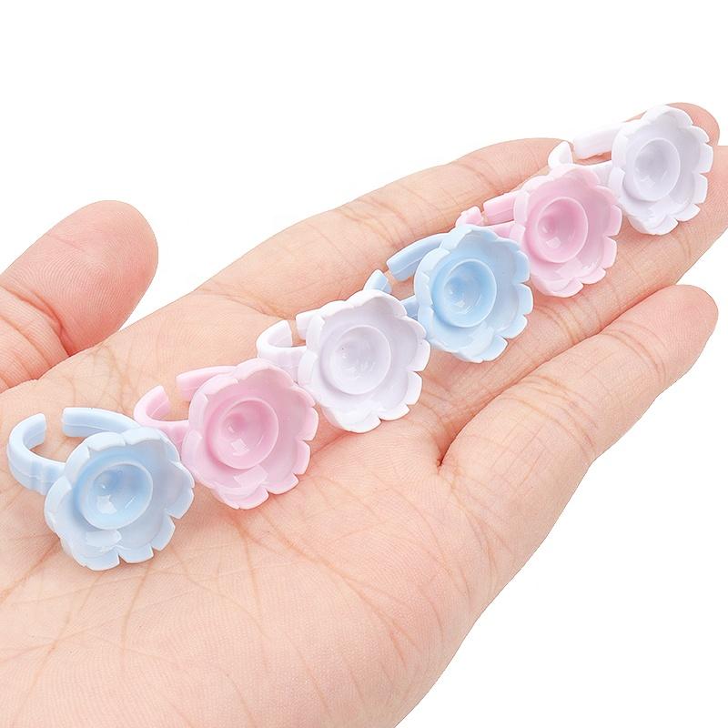 100 Pcs Disposable False Eyelash Flower Glue Cup Ring Holder Tattoo Pigment Eyelash Extension Tool Accessories
