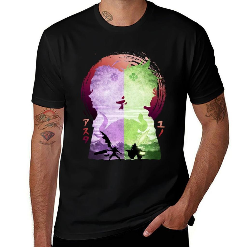 Strong Prodigy With Amazing Magical Power Minimalist Silhouette Asta And Yuno Cute Fans T-Shirt Work Utility Short Sleeve Shirt