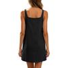 Abito casual da donna senza maniche Scollo quadrato Leggero Miscela di lino e cotone Taglio dritto Tasche Abito estivo