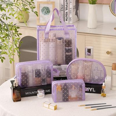 Runhui Large Capacity Mesh Travel Makeup Bag