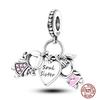 Charms Beads 925 Sterling Copper Pink Butterfly Luminous Firefly Chameleon Heart Charm Fit Original Bracelet DIY Holiday Zircon