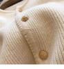 Women's 100% Pure Wool Red Cardigan, Round Neck, Loose Fit, Thickened Sweater for Autumn and Winter.