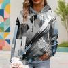 Women Plus Size Off White Printed Long Sleeve Drawstring Hoodie With Kangaroo Pocket