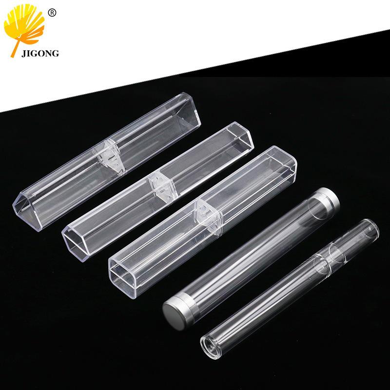 Cylindrical & Square Eyelash Tweezers Storage Box with Golden Feather Design