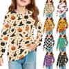 Kids Halloween Long Sleeve Graphic T-Shirt with Pocket Round Neck
