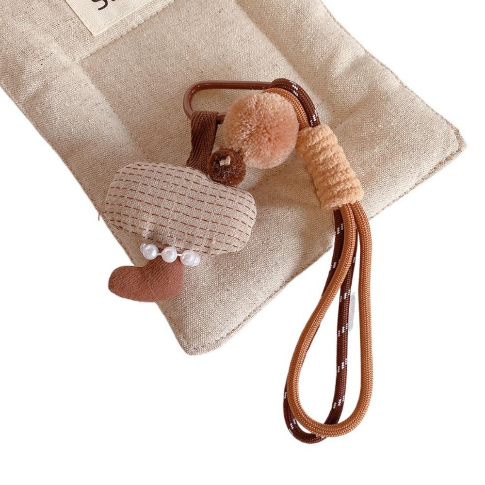 Bag Pendant Cute Fabric Mushroom Keychain Soft Stuffed Keyrings with Lanyard  Gifts