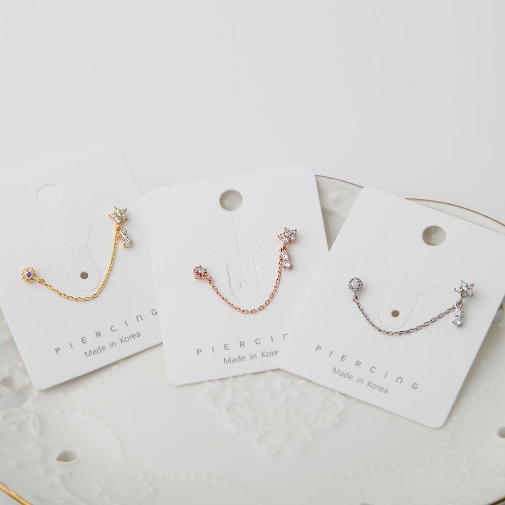 Fashion Piercing Flower Two-Pin 3-Piece Set, Choose 1, One-Sided Sale
