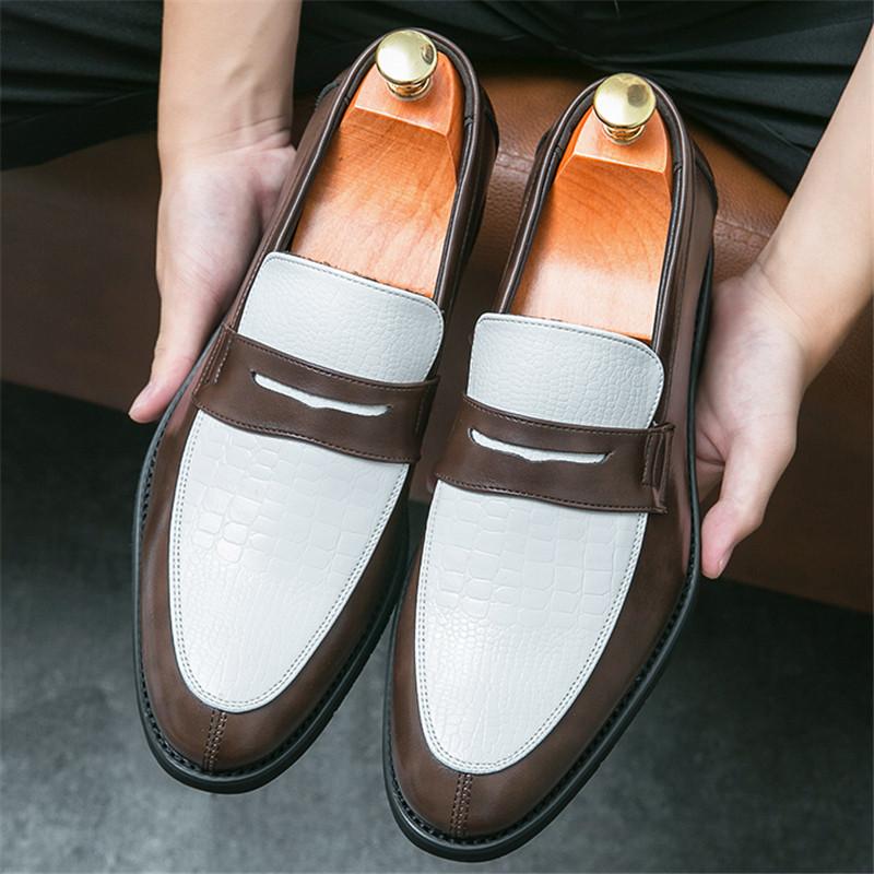 New Penny Loafter Trend Men's Mixed Colors Patchwork Dress Casual Shoes Male Wedding Dress Homecoming Footwear Zapatos Hombre