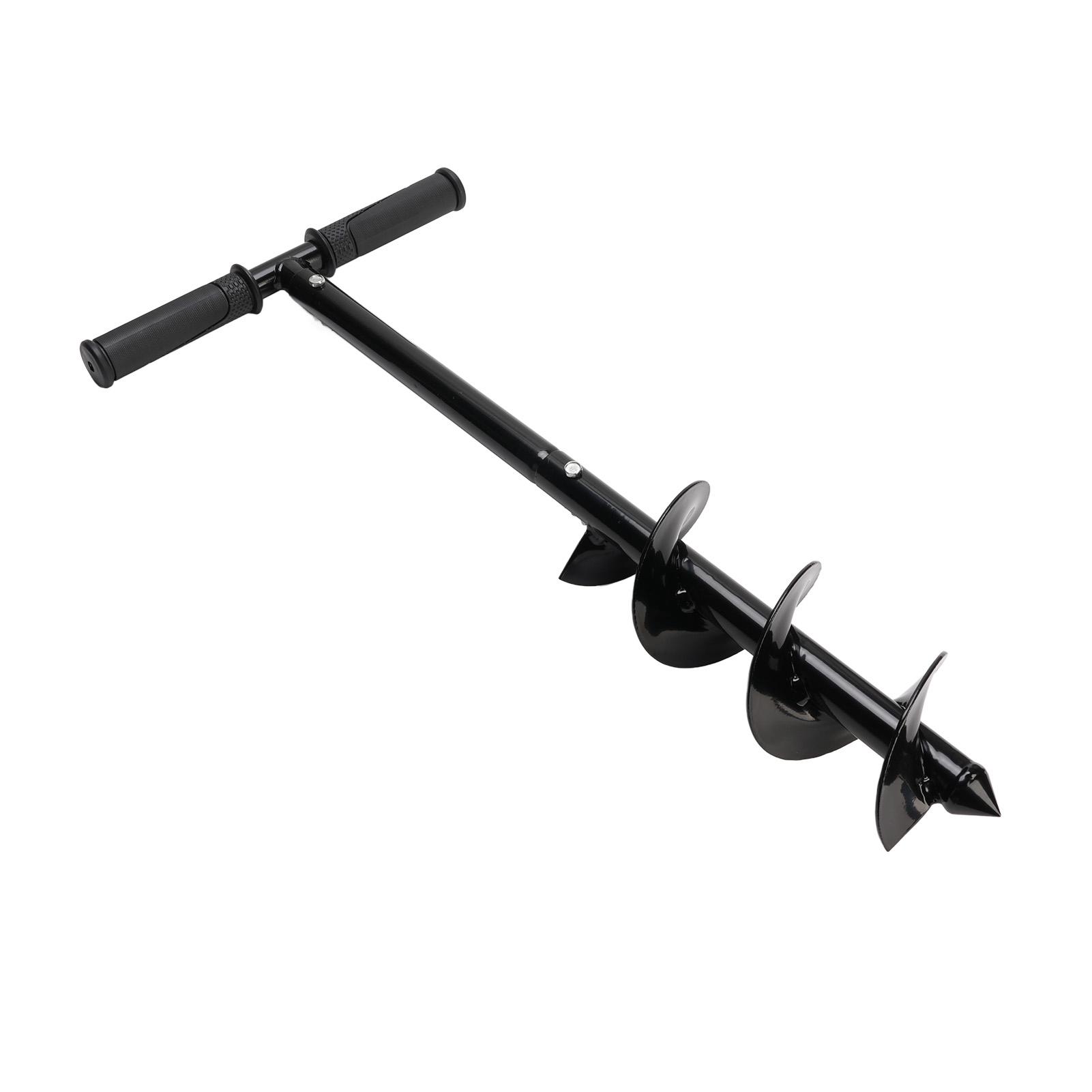 Garden Auger Drill Bit, T Shape Hand Drill Auger Post Hole Digger Steel Spiral Drill Bit with Handle Multifunction Garden Auger Tool Drill Digger Bit