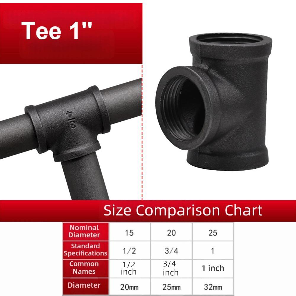 New Black Pipe Fittings Malleable Iron Elbow Pipe Connection 1/2'' 3/4'' 1'' Threaded Decor Furniture