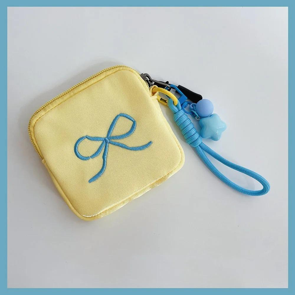 

New Square Embroidery Bow Wallet Mini Candy Color Lipstick Bag Sweet with Lanyard Small Stuff Storage Bag жовтий