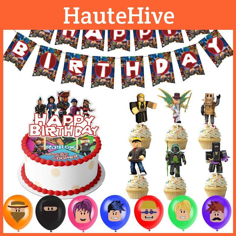 Roblox Kids Boys Birthday Party Supplies Elegant Banner Balloon Cake Topper Set