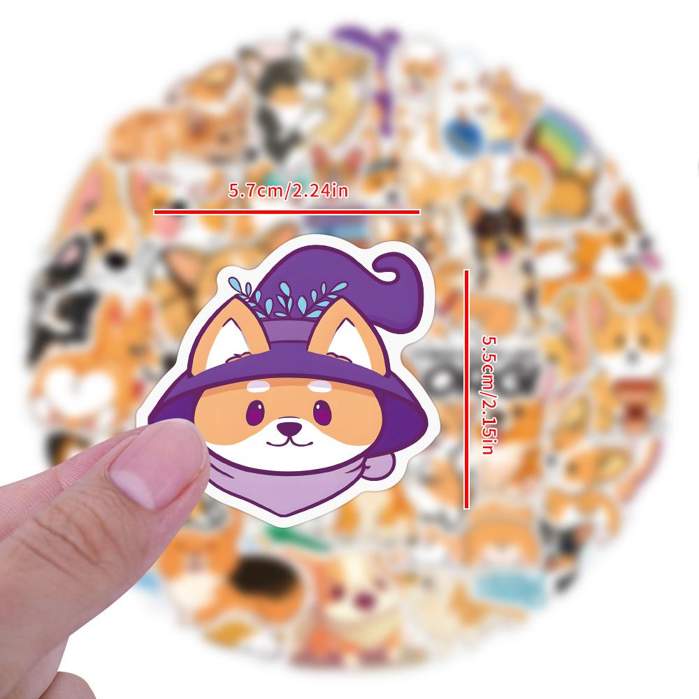 110 Cartoon Animals Corgi Doodle Stickers Notebook Skateboard Suitcase Decorative Hand Note Stickers