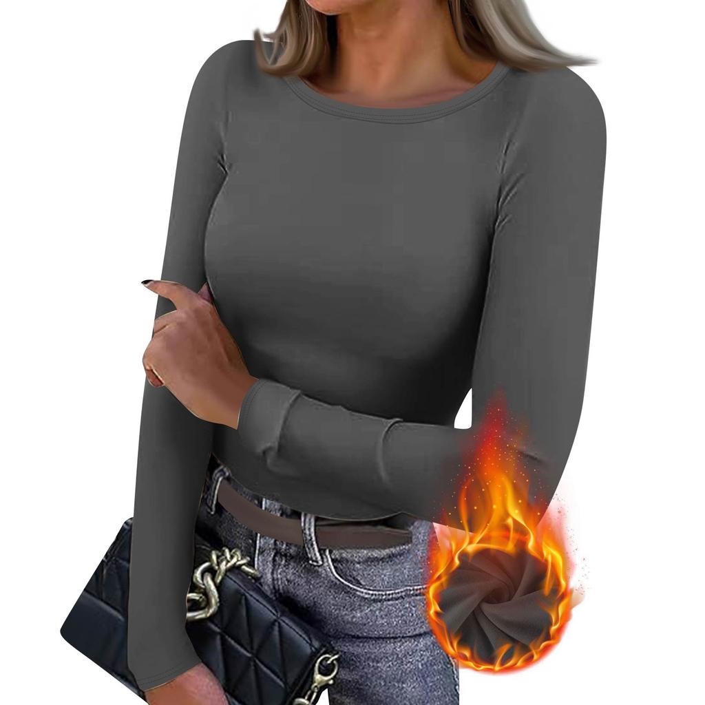 Women's  Slim Bottom T-shirt Fashion Casual Solid Color V-Neck Pullover Long Sleeve Top