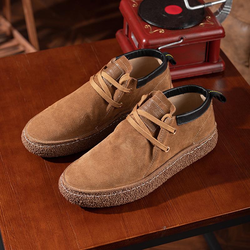 Martin boots men's British style leather tooling shoes retro versatile outdoor velvet casual trendy shoes winter high-top shoes