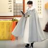 Übergroßer doppelseitiger Hanfu-Umhang aus Wolle für Herren mit abnehmbarem Pelzkragen – dick und warm für den Winter