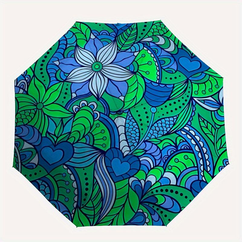 

1pc Floral Mandala Pattern Automatic Umbrella - 8-Rib Foldable Design, Outdoor Adventures, and Family Celebrations yy250829071
