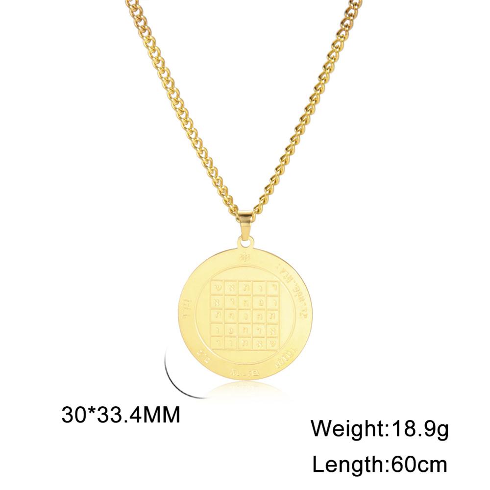  Saturn Key of Solomon Neckalace Stainless Steel Pentacle Statement Pendant Necklaces Retro Occult Amulet Jewelry for Men