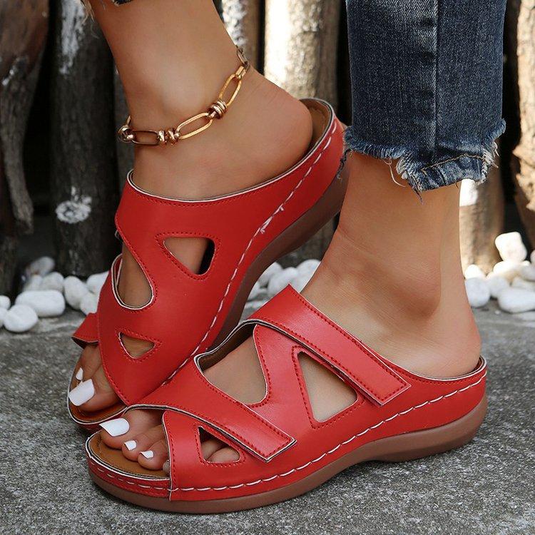 2023 Summer New Roman Sandals Casual Wedge Slippers Hollowed Out Fashion Breathable Women's Shoes
