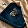 Artistic Branch Brooch Forget-Me-Not Flower Brooch Floral with Faux Pearl & Rhinestone Decorative Accessory Enamel for Women Suits Coats Dresses